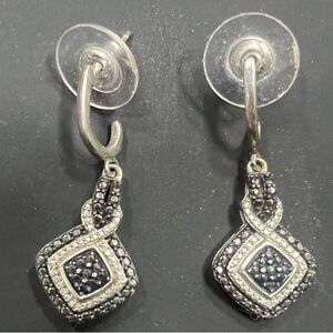 Diamond & Sapphire-Sterling Silver Earrings. 💙